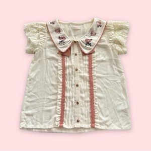 Liz Lisa rose collared button up blouse top